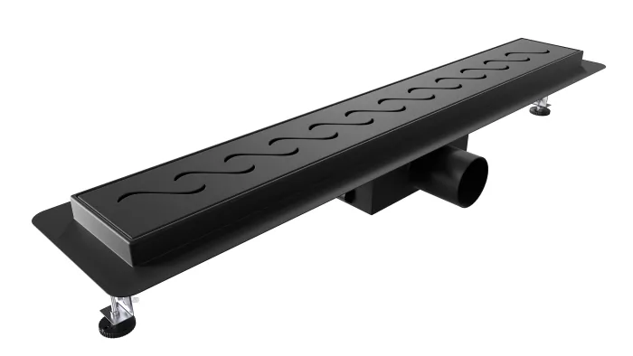 W-DRAINWELL 50 Black Odtokový podlahový žlab, vlnky